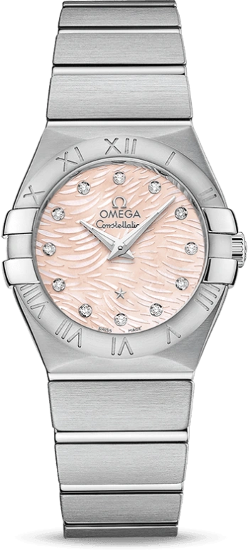 Omega,Constellation 27mm,27mm,Stainless Steel,Pink,Quartz,30000hours,In-house Caliber,123,123.10.27.60.57.002