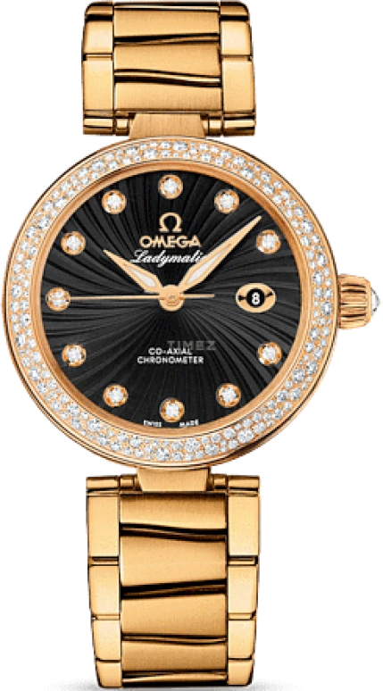 Omega,LadyMatic 34mm,34mm,Yellow Gold,Black,Automatic,Date,Co-Axial Escapement,425,425.65.34.20.51.002