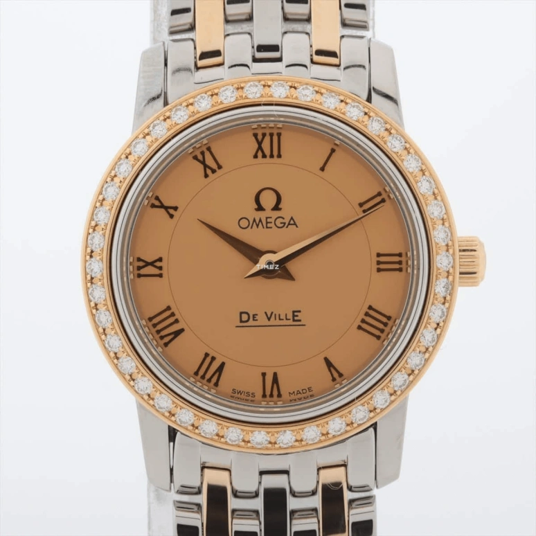 Omega,De Ville 22mm,22mm,Yellow Gold,Stainless Steel,Champagne,Quartz,30000hours,In-house Caliber,413,413.25.22.60.08.001
