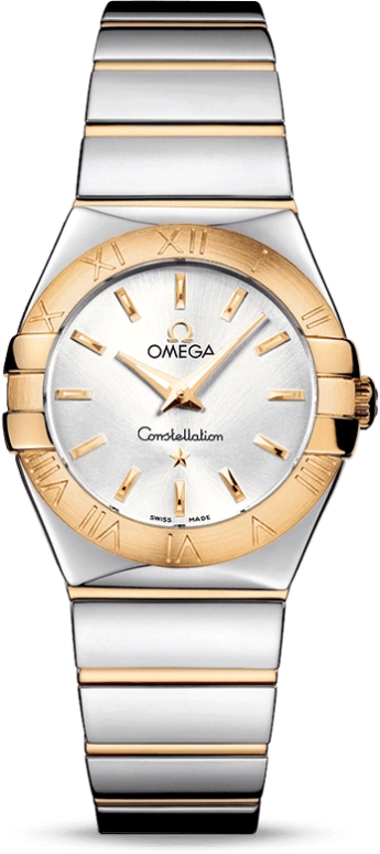 Omega,Constellation 27mm,27mm,Stainless Steel,Yellow Gold,Silver,Quartz,30000hours,In-house Caliber,123,123.20.27.60.02.004