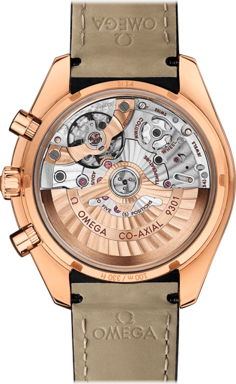 Omega,Speedmaster (Non-Moonwatch) 44.25mm,44.25mm,Orange Gold,Black,Automatic,Chronograph,Date,Co-Axial Escapement,Column Wheel,60hours,In-house Caliber,311,311.63.44.51.01.001