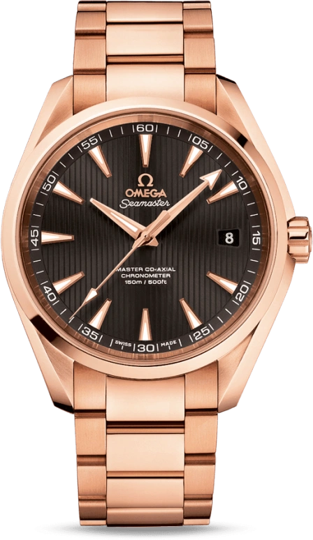 Omega,Aqua Terra 41.50mm,41.50mm,Red Gold,Grey,Automatic,Date,Co-Axial Escapement,231,231.50.42.21.06.002