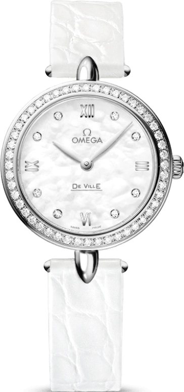 Omega,De Ville 27.40mm,27.40mm,Stainless Steel,White,Quartz,Day,Zodiac Indications,424,424.18.27.60.55.001