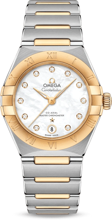 Omega,Constellation 29mm,29mm,Yellow Gold,Stainless Steel,White,Automatic,Date,Co-Axial Escapement,131,131.20.29.20.55.002