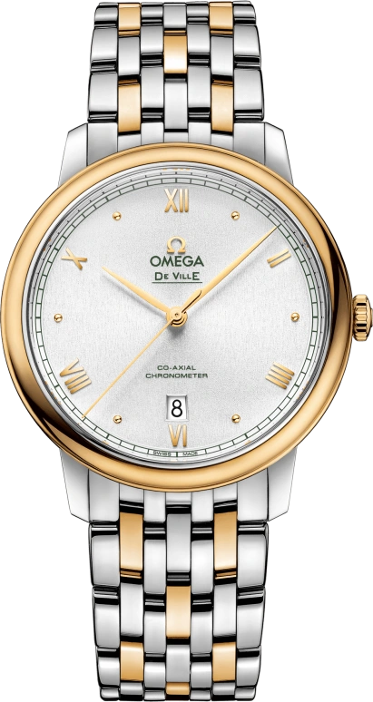 Omega,De Ville 39.50mm,39.50mm,Yellow Gold,Stainless Steel,Silver,Automatic,Date,Co-Axial Escapement,424,424.20.40.20.02.006