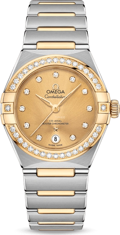 Omega,Constellation 29mm,29mm,Yellow Gold,Stainless Steel,Champagne,Automatic,Date,Co-Axial Escapement,131,131.25.29.20.58.001