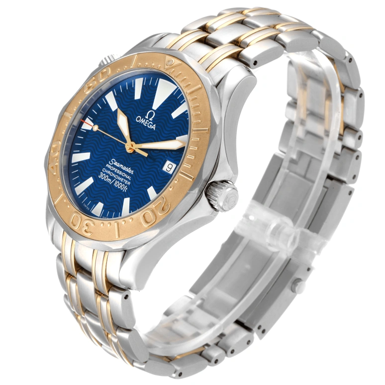 Omega,Seamaster Diver 300M 41mm,41mm,Yellow Gold,Stainless Steel,Blue,Automatic,Day,44hours,2455,2455.80.00