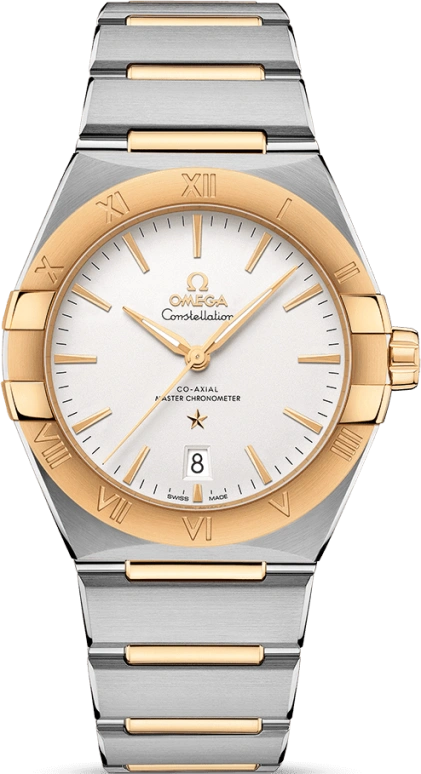 Omega,Constellation 39mm,39mm,Yellow Gold,Stainless Steel,Silver,Automatic,Date,Co-Axial Escapement,131,131.20.39.20.02.002