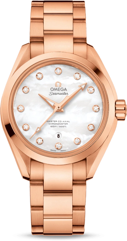 Omega,Aqua Terra 34mm,34mm,Sedna Gold,White,Automatic,Date,Co-Axial Escapement,231,231.50.34.20.55.001