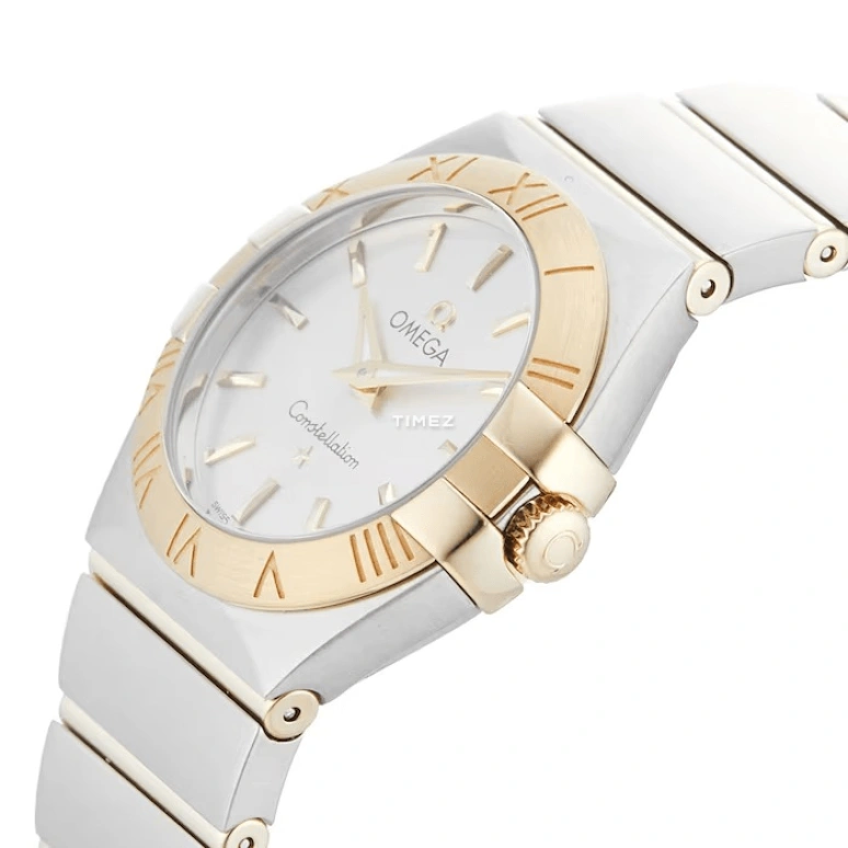 Omega,Constellation 27mm,27mm,Yellow Gold,Stainless Steel,Silver,Quartz,30000hours,In-house Caliber,123,123.20.27.60.02.002