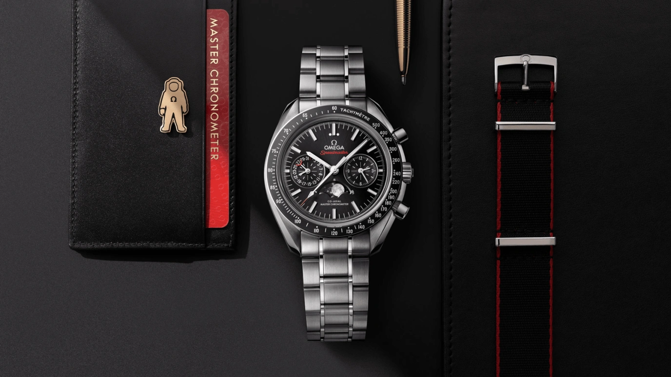Omega,Speedmaster (Non-Moonwatch) 44.25mm,44.25mm,Ceramic,Stainless Steel,Black,Automatic,Chronograph,Moonphase,Date,Co-Axial Escapement,60hours,In-house Caliber,304,304.30.44.52.01.001