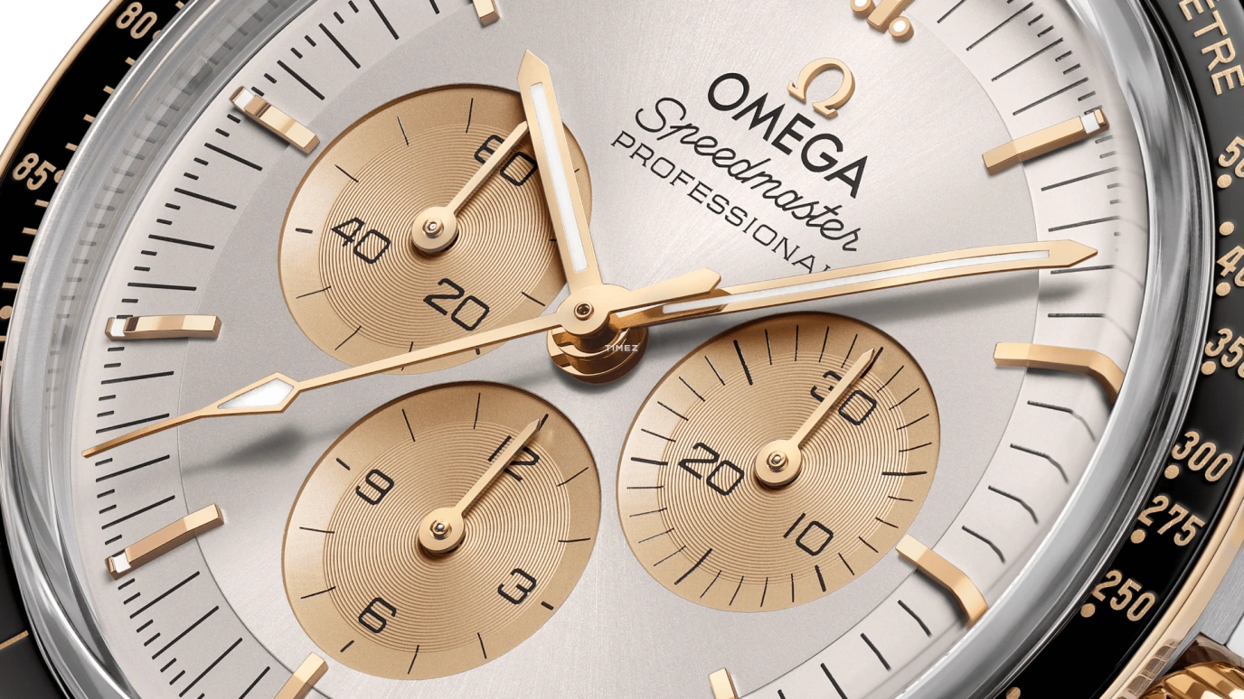 Omega,Speedmaster Moonwatch 42mm,42mm,Stainless Steel,Moonshine Gold,Silver,Handwound,Chronograph,Anti-magnetic,310,310.20.42.50.02.001