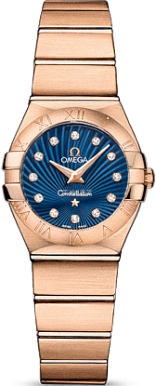 Omega,Constellation 24mm,24mm,Red Gold,Blue,Quartz,30000hours,In-house Caliber,123,123.50.24.60.53.001