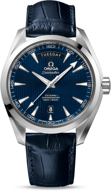 Omega,Aqua Terra 41.50mm,41.50mm,Stainless Steel,Blue,Automatic,Date,Day,Co-Axial Escapement,231,231.13.42.22.03.001