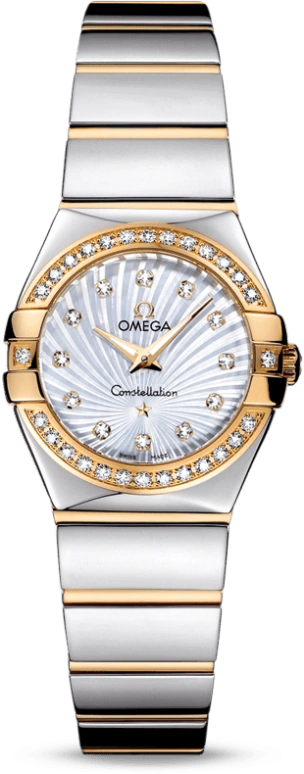 Omega,Constellation 24mm,24mm,Yellow Gold,Stainless Steel,White,Quartz,30000hours,In-house Caliber,123,123.25.24.60.55.008