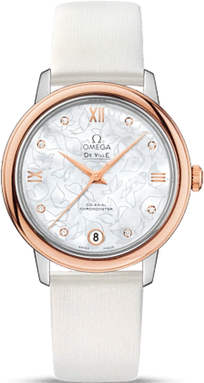Omega,De Ville 32.70mm,32.70mm,Red Gold,Stainless Steel,White,Automatic,Date,Co-Axial Escapement,424,424.22.33.20.55.001