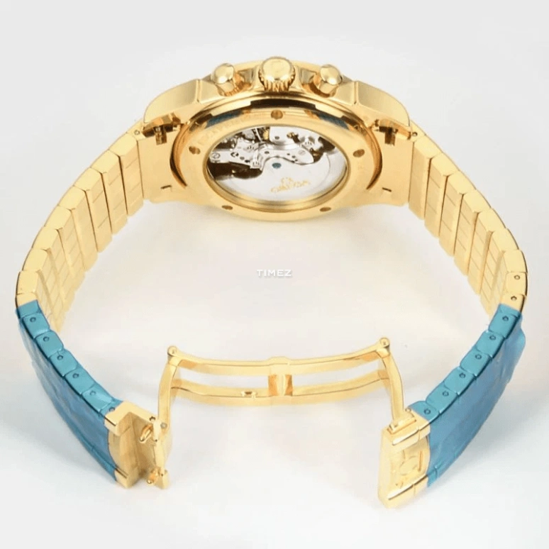 Omega,De Ville 41mm,41mm,Yellow Gold,Silver,Automatic,Chronograph,Day,4141,4141.30.00