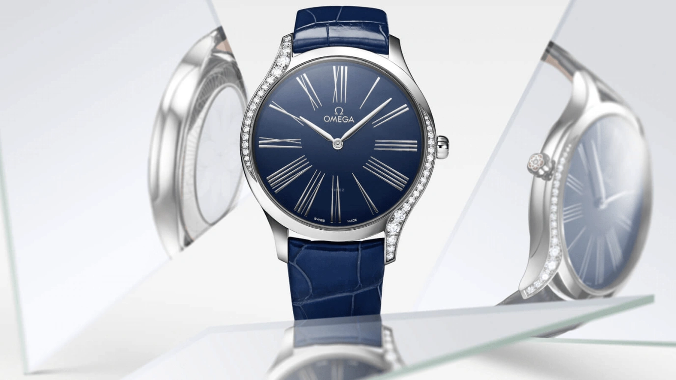 Omega,Trésor 39mm,39mm,Stainless Steel,Blue,Quartz,Day,Zodiac Indications,428,428.18.39.60.03.001