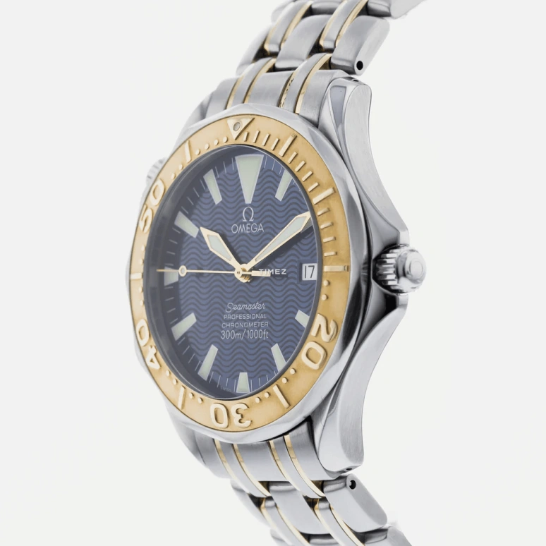 Omega,Seamaster Diver 300M 41mm,41mm,Yellow Gold,Stainless Steel,Blue,Automatic,Day,44hours,2455,2455.80.00