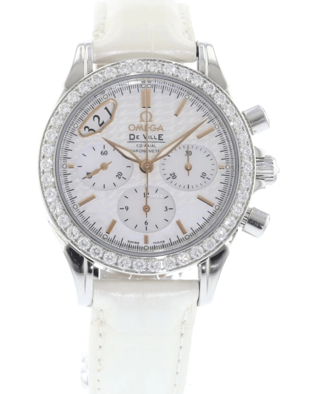 Omega,De Ville 35mm,35mm,Stainless Steel,White,Automatic,Chronograph,Day,422,422.18.35.50.05.001