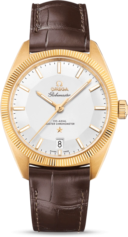 Omega,Globemaster 39mm,39mm,Yellow Gold,Silver,Automatic,Date,Co-Axial Escapement,130,130.53.39.21.02.002