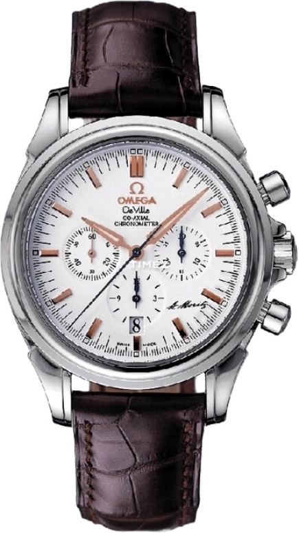 Omega,De Ville 41mm,41mm,Stainless Steel,White,Automatic,Chronograph,Day,4842,4842.20.32