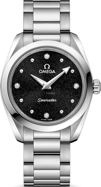 Omega,Aqua Terra 28mm,28mm,Stainless Steel,Black,Quartz,Day,Zodiac Indications,220,220.10.28.60.51.001