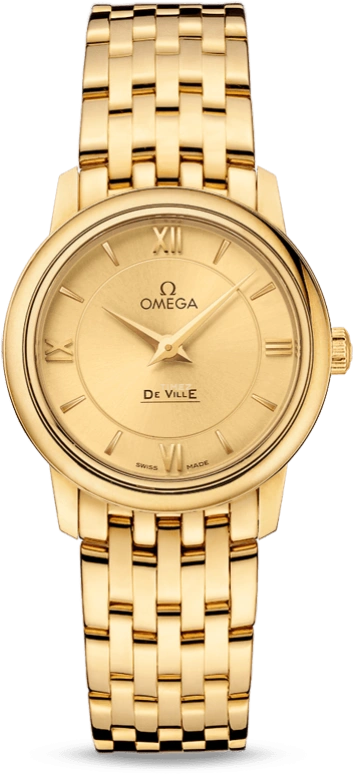 Omega,De Ville 27.40mm,27.40mm,Yellow Gold,Champagne,Quartz,Zodiac Indications,30000hours,424,424.50.27.60.08.001