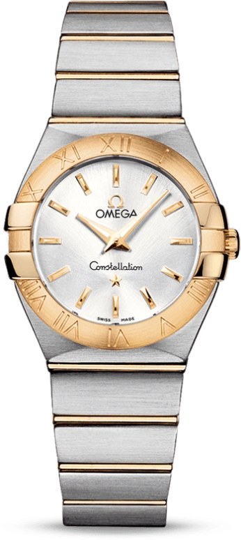 Omega,Constellation 27mm,27mm,Yellow Gold,Stainless Steel,Silver,Quartz,30000hours,In-house Caliber,123,123.20.27.60.02.002