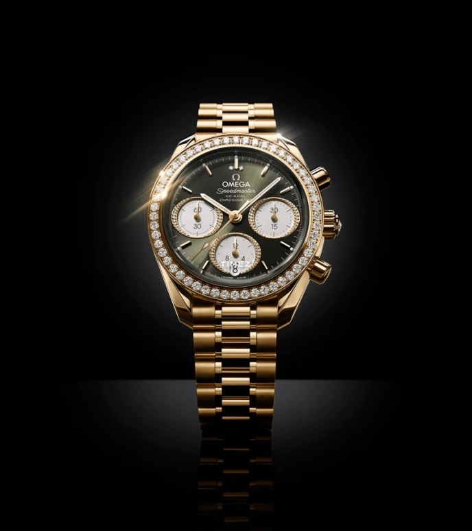 Omega,Speedmaster 38mm,38mm,Moonshine Gold,Green,Automatic,Chronograph,Day,324,324.55.38.50.60.001