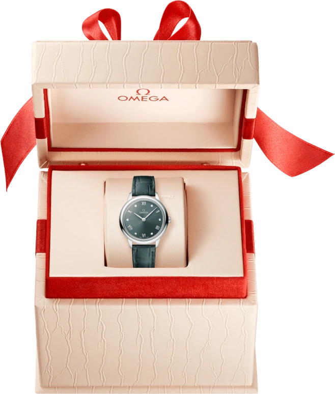 Omega,De Ville 27.50mm,27.50mm,Stainless Steel,Turquoise,Green,Quartz,In-house Caliber,Sapphire,434,434.13.28.60.60.001