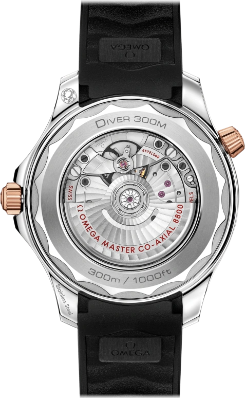 Omega,Seamaster Diver 300M 42mm,42mm,Ceramic,Sedna Gold,Stainless Steel,Black,Automatic,Day,Co-Axial Escapement,210,210.22.42.20.01.002