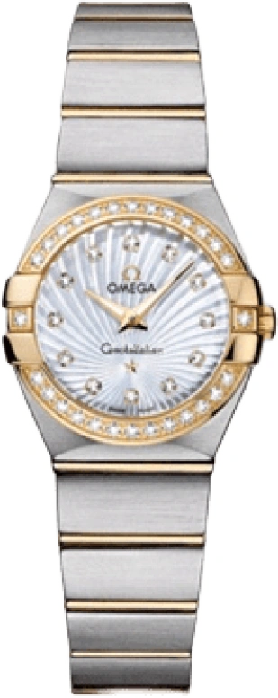 Omega,Constellation 24mm,24mm,Yellow Gold,Stainless Steel,White,Quartz,30000hours,In-house Caliber,123,123.25.24.60.55.004