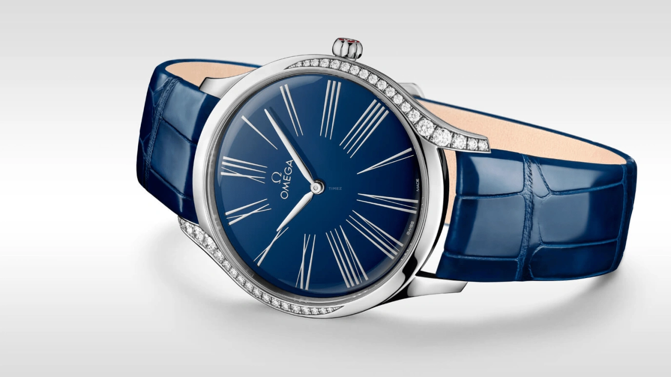 Omega,Trésor 39mm,39mm,Stainless Steel,Blue,Quartz,Day,Zodiac Indications,428,428.18.39.60.03.001