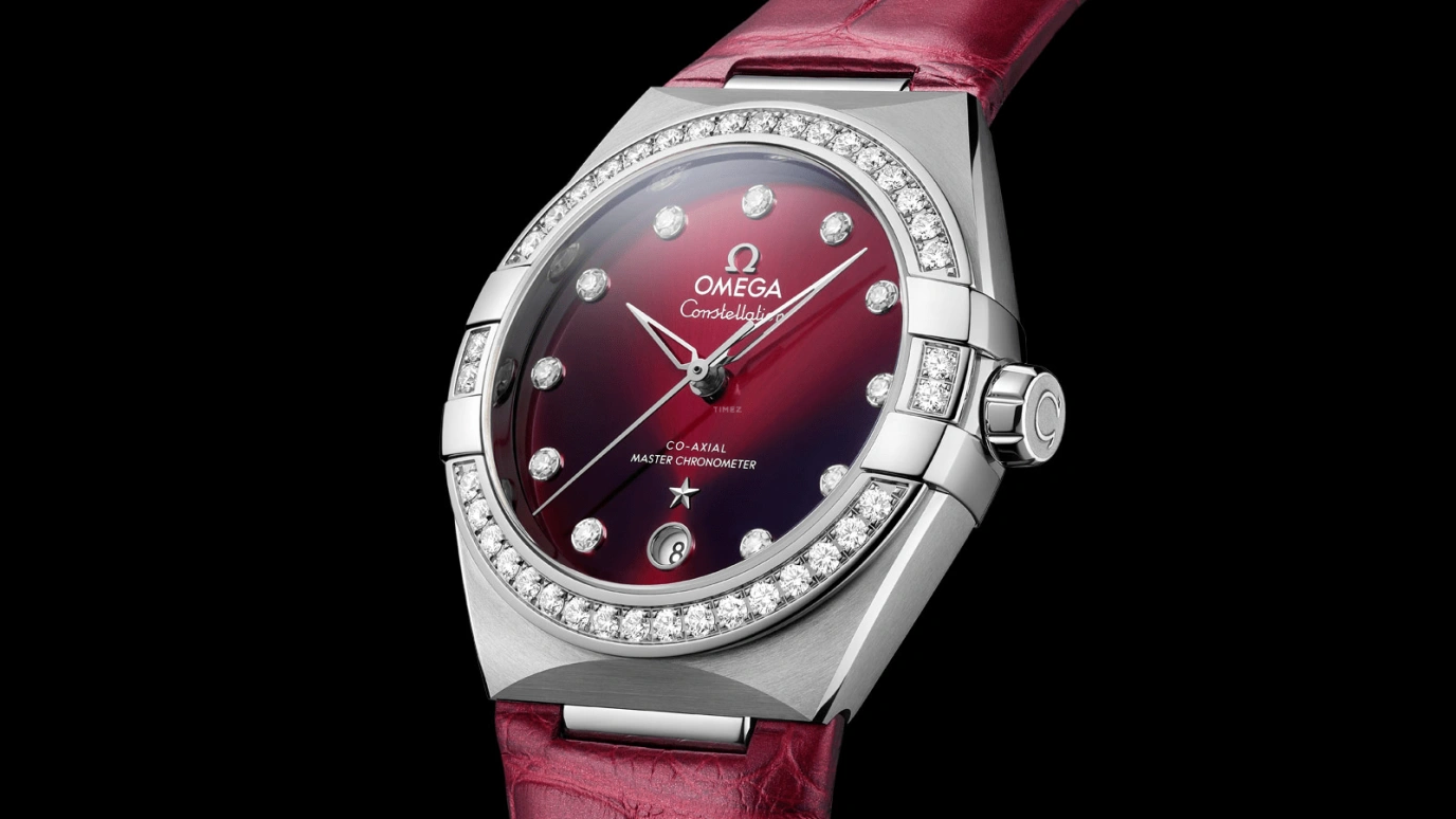 Omega,Constellation 36mm,36mm,Stainless Steel,Red,Automatic,Date,Co-Axial Escapement,131,131.18.36.20.61.001