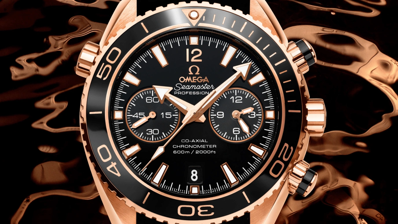 Omega,Seamaster Planet Ocean 45.50mm,45.50mm,Red Gold,Black,Automatic,Chronograph,Date,Co-Axial Escapement,Column Wheel,60hours,In-house Caliber,232,232.63.46.51.01.001