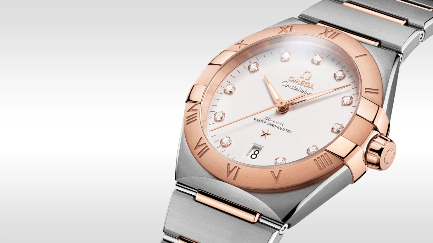 Omega,Constellation 39mm,39mm,Sedna Gold,Stainless Steel,Silver,Automatic,Date,Co-Axial Escapement,131,131.20.39.20.52.001