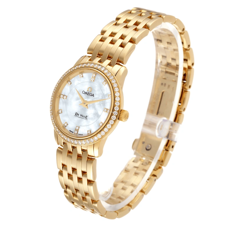 Omega,De Ville 27mm,27mm,Yellow Gold,White,Quartz,30000hours,In-house Caliber,413,413.55.27.60.55.001