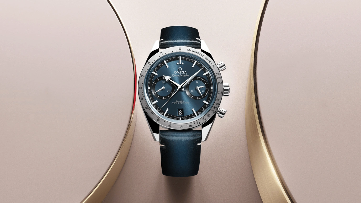 Omega,Speedmaster (Non-Moonwatch) 40.50mm,40.50mm,Stainless Steel,Blue,Handwound,Chronograph,Date,Co-Axial Escapement,Column Wheel,60hours,In-house Caliber,332,332.12.41.51.03.001