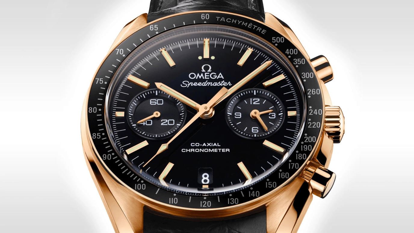 Omega,Speedmaster (Non-Moonwatch) 44.25mm,44.25mm,Orange Gold,Black,Automatic,Chronograph,Date,Co-Axial Escapement,Column Wheel,60hours,In-house Caliber,311,311.63.44.51.01.001