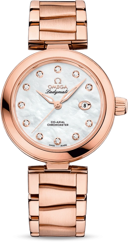 Omega,LadyMatic 34mm,34mm,Sedna Gold,White,Automatic,Date,Co-Axial Escapement,425,425.60.34.20.55.004