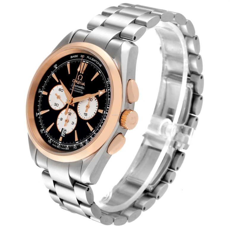 Omega,Aqua Terra 42.20mm,42.20mm,Red Gold,Stainless Steel,Black,Automatic,Chronograph,Day,221,221.20.42.40.01.002