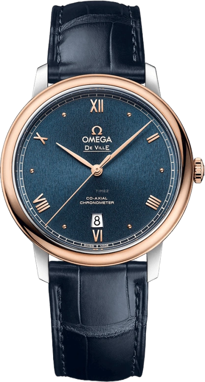 Omega,De Ville 39.50mm,39.50mm,Red Gold,Stainless Steel,Blue,Automatic,Date,Co-Axial Escapement,424,424.23.40.20.03.001