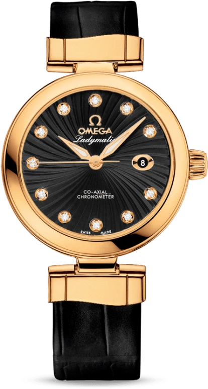 Omega,LadyMatic 34mm,34mm,Yellow Gold,Black,Automatic,Date,Co-Axial Escapement,425,425.63.34.20.51.002