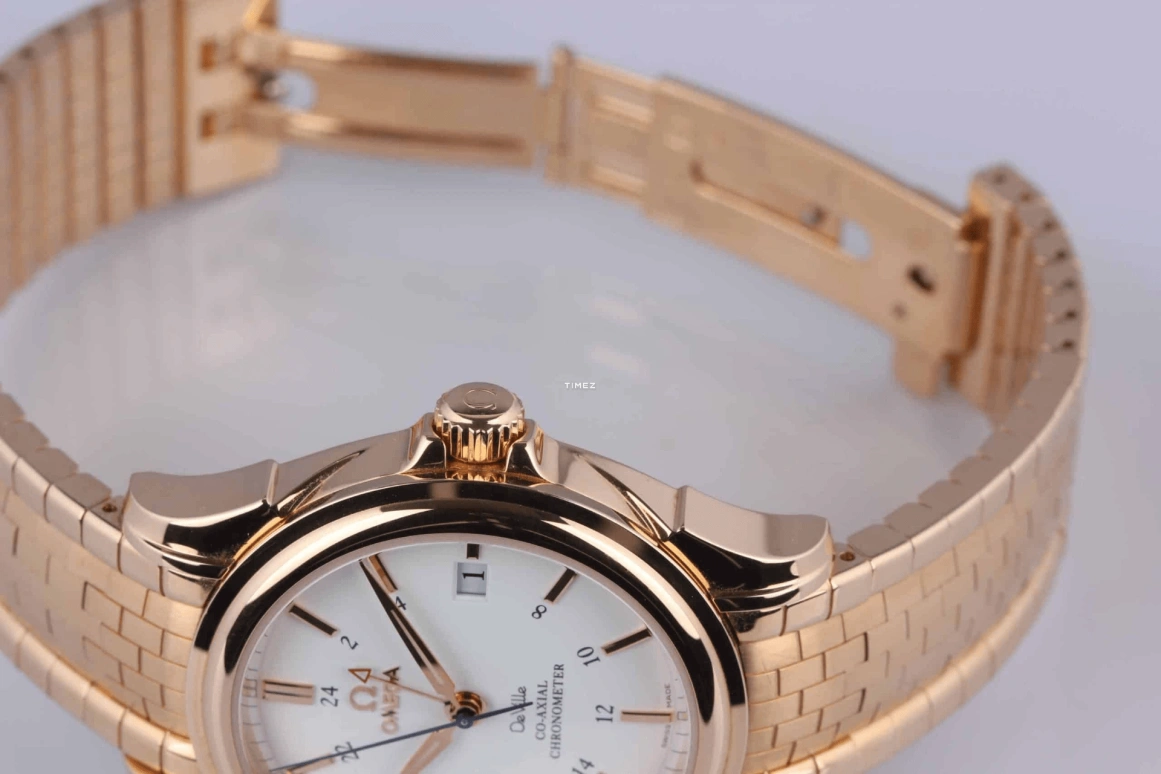 Omega,De Ville 39mm,39mm,Rose Gold,White,Automatic,Day,Dule Time,4151,4151.20.00
