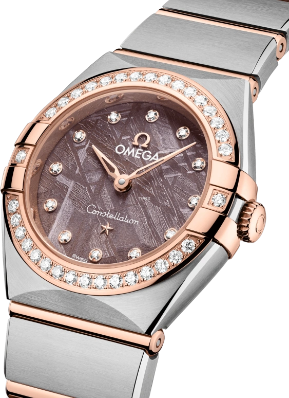 Omega,Constellation 25mm,25mm,Stainless Steel,Sedna Gold,Purple,Quartz,In-house Caliber,Sapphire,Crystal Glass,131,131.25.25.60.99.001