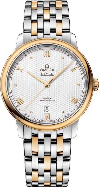 Omega,De Ville 39.50mm,39.50mm,Yellow Gold,Stainless Steel,Silver,Automatic,Date,Co-Axial Escapement,424,424.20.40.20.02.005