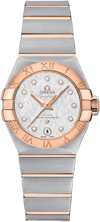 Omega,Constellation 27mm,27mm,Red Gold,Stainless Steel,Silver,Automatic,Date,Co-Axial Escapement,127,127.20.27.20.52.001