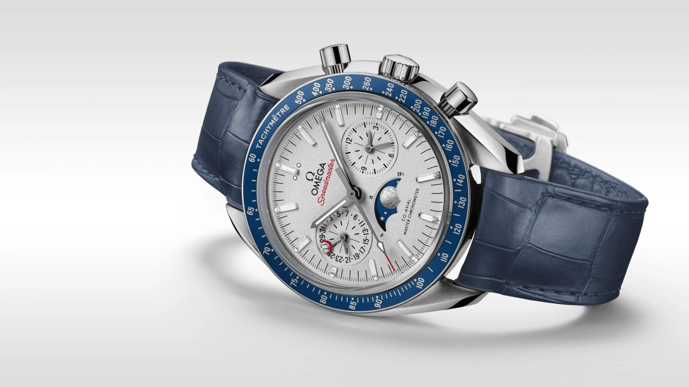 Omega,Speedmaster (Non-Moonwatch) 44.25mm,44.25mm,Ceramic,Platinum,Silver,Automatic,Chronograph,Moonphase,Date,Co-Axial Escapement,60hours,In-house Caliber,304,304.93.44.52.99.004