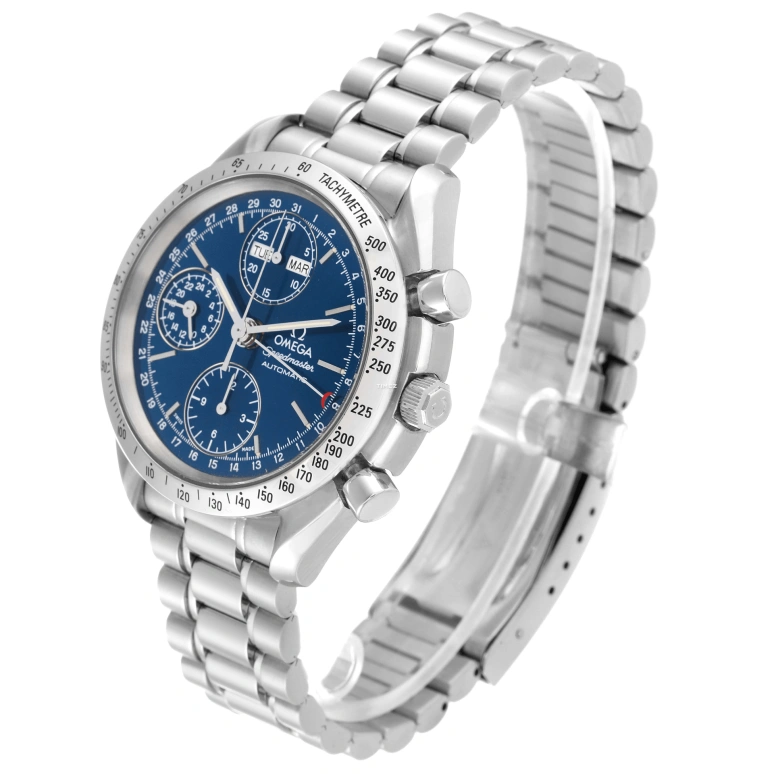 Omega,Speedmaster 39mm,39mm,Stainless Steel,Blue,Automatic,Chronograph,Month,Date,Day,42hours,In-house Caliber,3521,3521.80.00